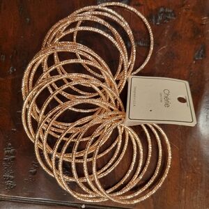 Gold Tone Bangle Bracelet Set. Statement jewelry, costume jewelry.